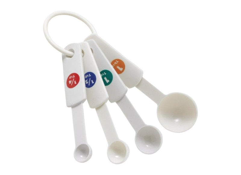 Winco White Plastic Measuring Spoon Set (Set of 4)