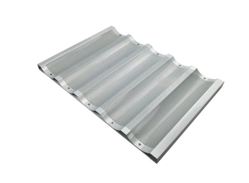 Winco Wide Aluminum Baguette Pan - 5 Slot