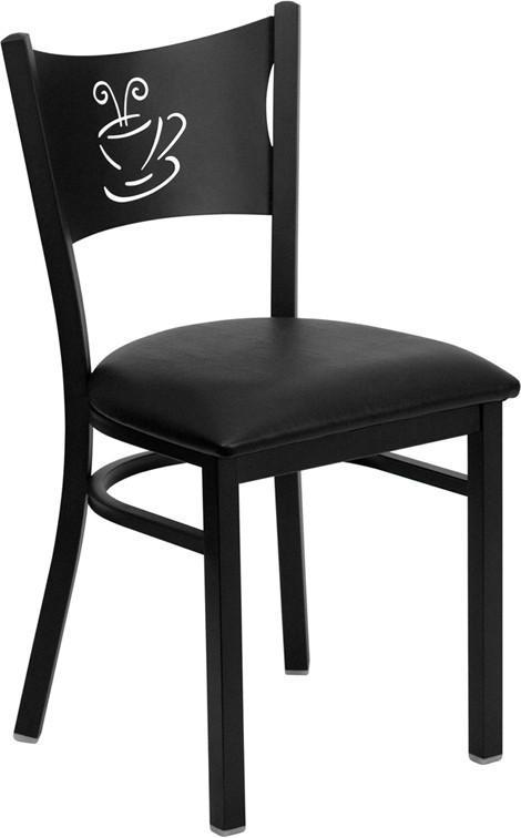 HERCULES Series Black Coffee Back Metal Restaurant Chair with Black Vinyl Seat XU-DG-60099-COF-BLKV-GG by Flash Furniture