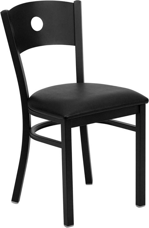 HERCULES Series Black Circle Back Metal Restaurant Chair with Black Vinyl Seat XU-DG-60119-CIR-BLKV-GG by Flash Furniture