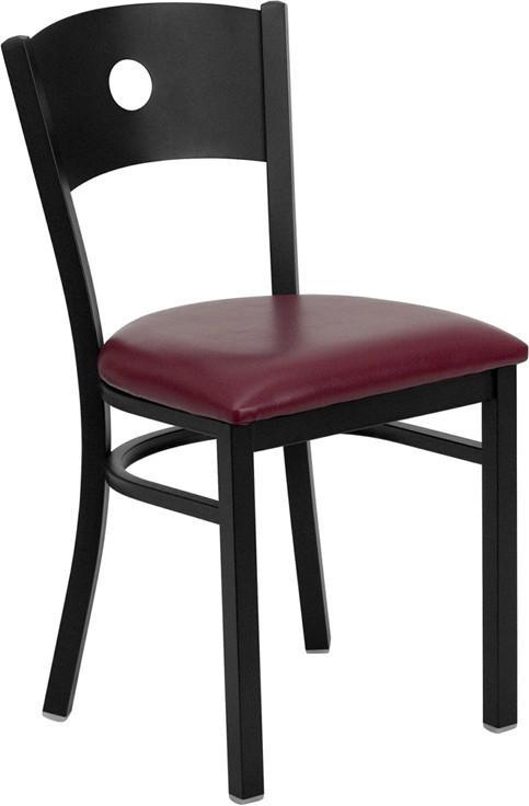 HERCULES Series Black Circle Back Metal Restaurant Chair with Burgundy Vinyl Seat XU-DG-60119-CIR-BURV-GG by Flash Furniture