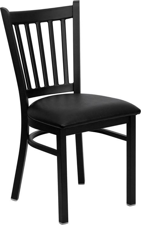 HERCULES Series Black Vertical Back Metal Restaurant Chair with Black Vinyl Seat XU-DG-6Q2B-VRT-BLKV-GG by Flash Furniture