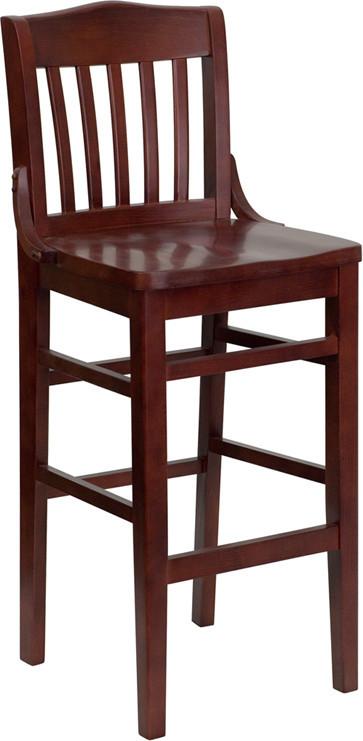 HERCULES Series Mahogany Finished School House Back Wooden Restaurant Bar Stool XU-DG-W0006BAR-MAH-GG by Flash Furniture