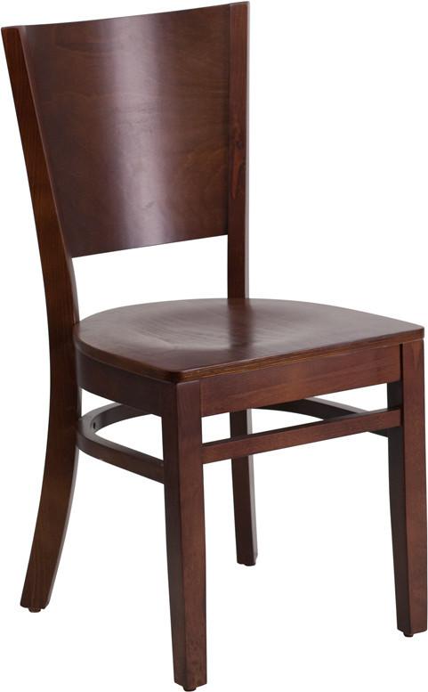 Flash Furniture XU-DG-W0094B-WAL-WAL-GG Lacey Series Solid Back Walnut Wooden Restaurant Chair