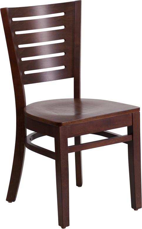 Flash Furniture XU-DG-W0108-WAL-WAL-GG Darby Series Slat Back Walnut Wooden Restaurant Chair