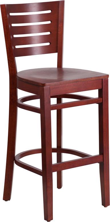 Flash Furniture XU-DG-W0108BBAR-MAH-MAH-GG Darby Series Slat Back Mahogany Wooden Restaurant Barstool