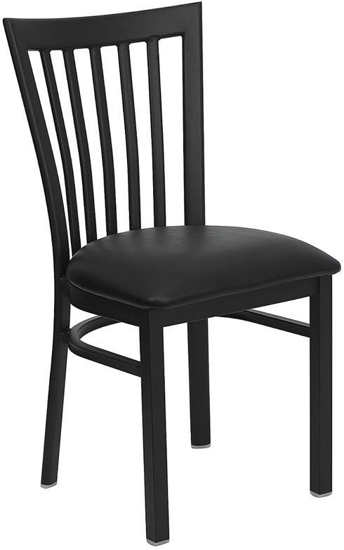 HERCULES Series Black School House Back Metal Restaurant Chair with Black Vinyl Seat XU-DG6Q4BSCH-BLKV-GG by Flash Furniture