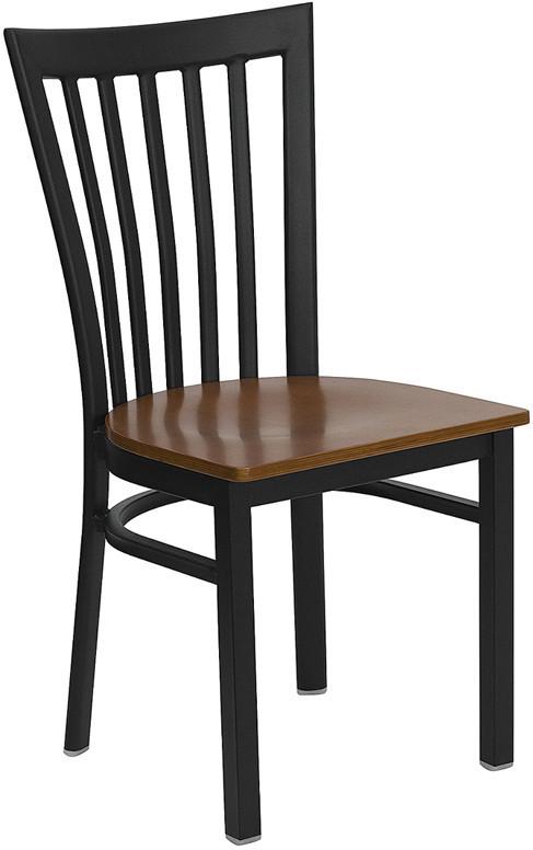 HERCULES Series Black School House Back Metal Restaurant Chair with Cherry Wood Seat XU-DG6Q4BSCH-CHYW-GG by Flash Furniture