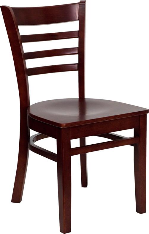 HERCULES Series Mahogany Finished Ladder Back Wooden Restaurant Chair XU-DGW0005LAD-MAH-GG by Flash Furniture